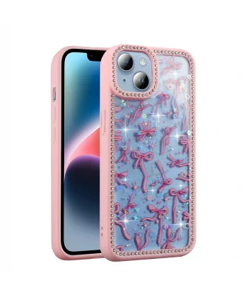 iPhone 14 Kılıf Taşlı ve Simli Tasarım Azra Kapak