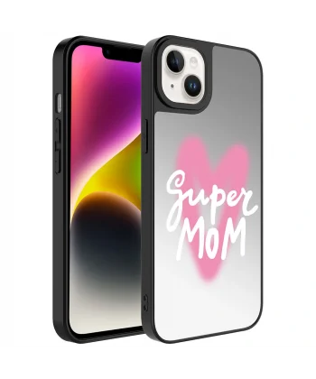 iPhone 14 Plus Kılıf Aynalı Desenli Kamera Korumalı Parlak Mirror Kapak