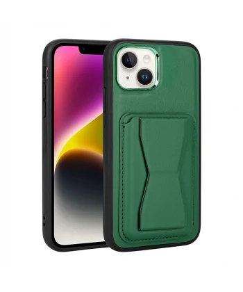 iPhone 14 Plus Kılıf Kartlıklı Standlı Pu Deri Memo Kapak