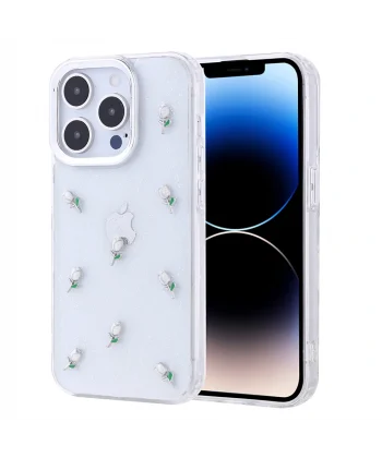 Apple iPhone 14 Pro Kılıf Airbag Tasarımlı Simli Şeffaf Zore Kutup Kapak