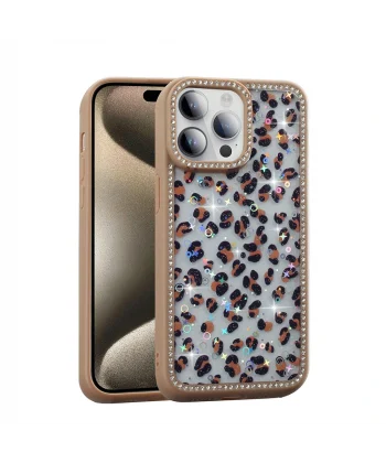 iPhone 14 Pro Kılıf Taşlı ve Simli Tasarım Azra Kapak