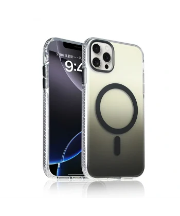 Apple iPhone 14 Pro Max Kılıf M-safe Şarj Özellikli Transparan Renk Geçişli Zore Toros Kapak