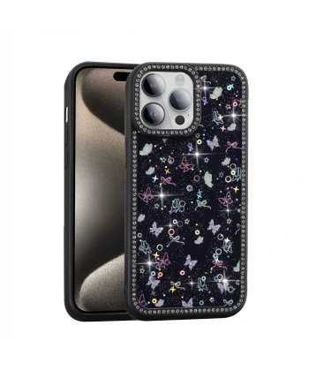 iPhone 14 Pro Max Kılıf Taşlı ve Simli Tasarım Azra Kapak