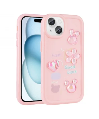 iPhone 15 Kılıf Kabartma Figürlü Parlak Toys Silikon Kapak