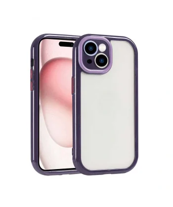 iPhone 15 Kılıf Kamera Korumalı Renkli Kenar ve Çerçeve Tasarımlı Vitamin Kapak