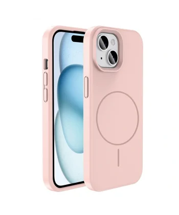 iPhone 15 Kılıf M-safe Şarj Özellikli Sıvı Teknolojili Silinebilir Sert Kivi Kapak