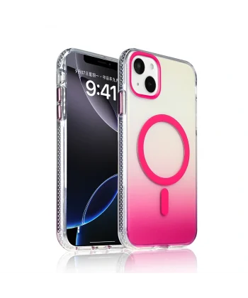 Apple iPhone 15 Kılıf M-safe Şarj Özellikli Transparan Renk Geçişli Zore Toros Kapak