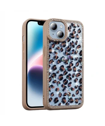 iPhone 15 Kılıf Taşlı ve Simli Tasarım Azra Kapak