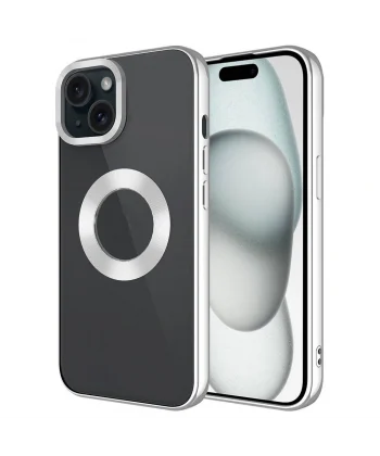 iPhone 15 Kılıf Tek Kamera Çerçeveli Logo Gösteren Omega Kapak