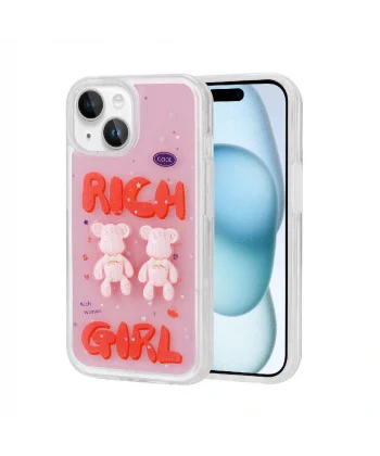 iPhone 15 Plus Kılıf Kabartma Figürlü Parlak Minimini Silikon Kapak