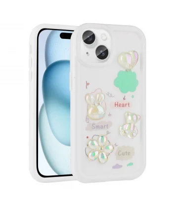iPhone 15 Plus Kılıf Kabartma Figürlü Parlak Toys Silikon Kapak