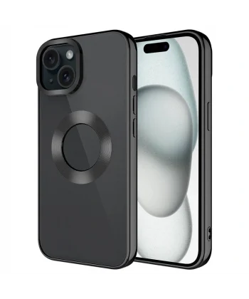 iPhone 15 Plus Kılıf Tek Kamera Çerçeveli Logo Gösteren Omega Kapak