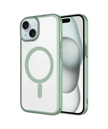 iPhone 15 Plus Kılıf Wireless Şarj Özellikli Sert PC Mat Riksos M-safe Kapak