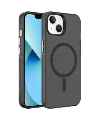 iPhone 15 Plus Kılıf M-safe Şarj Özellikli Buzlu Transparan C-Pro Sert Kapak