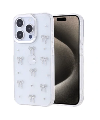 iPhone 15 Pro Kılıf Airbag Tasarımlı Simli Şeffaf Kutup Kapak