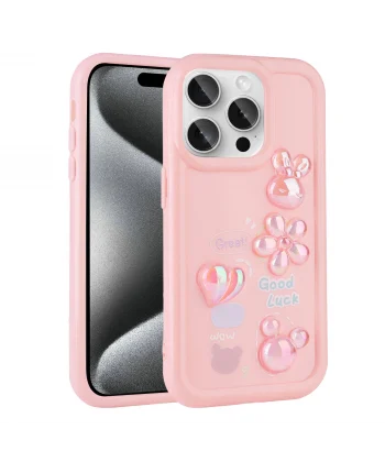 iPhone 15 Pro Kılıf Kabartma Figürlü Parlak Toys Silikon Kapak