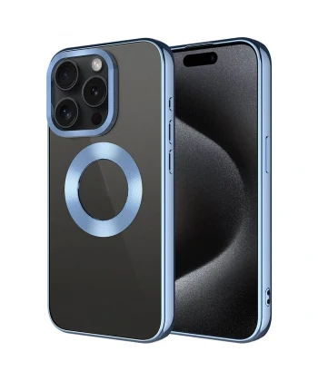 iPhone 15 Pro Kılıf Tek Kamera Çerçeveli Logo Gösteren Omega Kapak