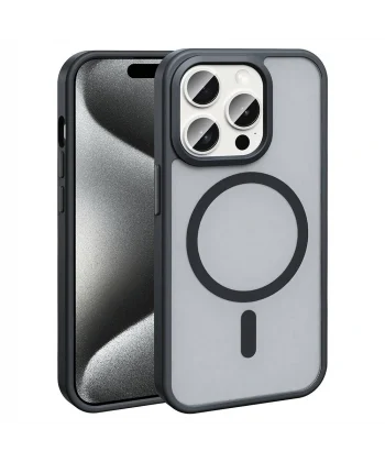 iPhone 15 Pro Max Kılıf M-safe Şarj Özellikli Mat Arka Yüzey Sio Kapak