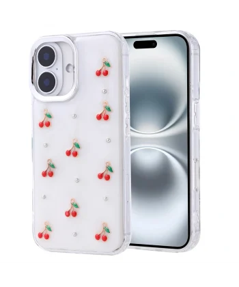 iPhone 16 Kılıf Airbag Tasarımlı Simli Şeffaf Kutup Kapak