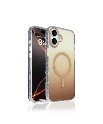 iPhone 16 Plus Kılıf M-safe Şarj Özellikli Transparan Renk Geçişli Toros Kapak