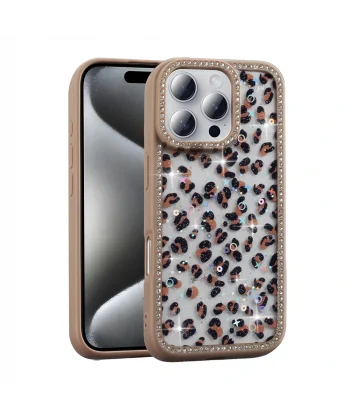 iPhone 16 Pro Kılıf Taşlı ve Simli Tasarım Azra Kapak