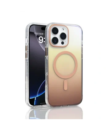 iPhone 16 Pro Max Kılıf M-safe Şarj Özellikli Transparan Renk Geçişli Toros Kapak