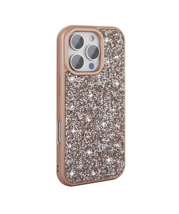 iPhone 16 Pro Max Kılıf Parlak Taşlı Tasarım Pırlanta Kapak
