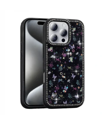 iPhone 16 Pro Max Kılıf Taşlı ve Simli Tasarım Azra Kapak