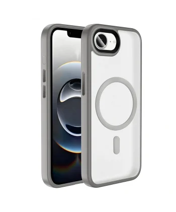 iPhone 16E Kılıf Mat Arka Yüzey Wireless Şarj Özellikli Flet M-safe Kapak