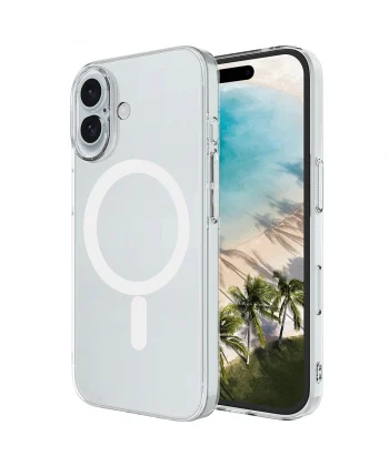 iPhone 17 Kılıf IC Çipli M-Safe Şarj Özellikli Şeffaf Kamera Çerçeveli Toledo Kapak