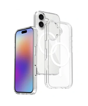 iPhone 17 Kılıf M-safe Şarj Özellikli Şeffaf Sert PC Embos Kapak