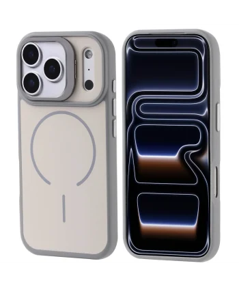 Apple iPhone 17 Pro Kılıf M-safe Şarj Özellikli Kamera Standlı Zore Notron Kapak