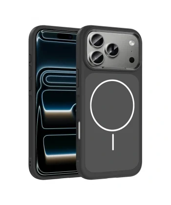 iPhone 17 Pro Kılıf M-Safe Şarj Özellikli Metal Kamera Çerçeveli Sanremo Silikon Kapak