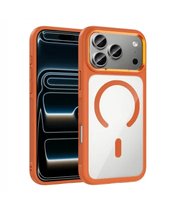 iPhone 17 Pro Kılıf M-Safe Şarj Özellikli Metal Kamera Çerçeveli Tiko Kapak