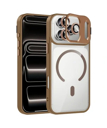 Apple iPhone 17 Pro Kılıf Standlı ve Kamera Lens Hediyeli M-Safe Şarj Özellikli Zore Etro Kapak