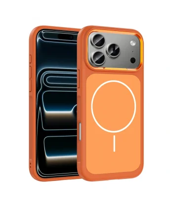 iPhone 17 Pro Max Kılıf M-Safe Şarj Özellikli Metal Kamera Çerçeveli Sanremo Silikon Kapak