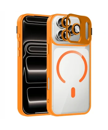 Apple iPhone 17 Pro Max Kılıf Standlı ve Kamera Lens Hediyeli M-Safe Şarj Özellikli Zore Etro Kapak