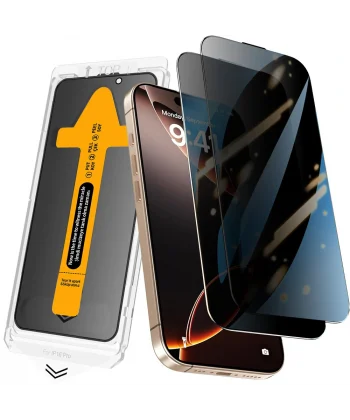 Apple iPhone 17 Pro Max Zore 2.5D Oliv Privacy Temperli Cam Ekran Koruyucu + Kolay Uygulama Aparatı