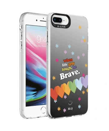 iPhone 7 Plus Kılıf Desenli Silver Sert Kapak