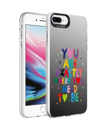 iPhone 8 Plus Kılıf Desenli Silver Sert Kapak