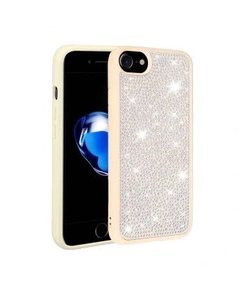 iPhone SE 2022 Kılıf Parlak Taşlı Tasarım Ston Kapak