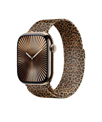 Watch 40mm Uyumlu-01 Leopar Desenli Metal Kordon