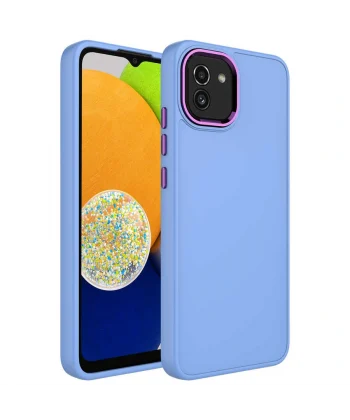 Samsung A03 Kılıf Metal Çerçeve ve Buton Tasarımlı Silikon Luna Kapak