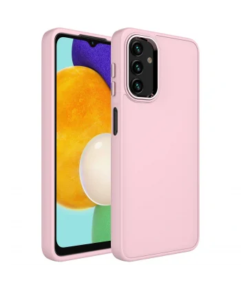 Samsung A04 Kılıf Metal Çerçeve ve Buton Tasarımlı Silikon Luna Kapak