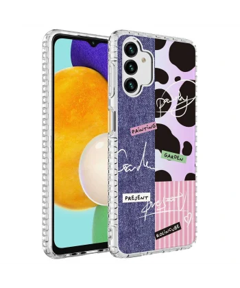 Samsung A04S Kılıf Airbag Kenarlı Renkli Desenli Silikon Elegans Kapak