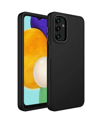 Samsung A04S Kılıf Metal Çerçeve ve Buton Tasarımlı Silikon Luna Kapak