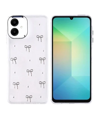 Samsung A06 Kılıf Airbag Tasarımlı Simli Şeffaf Kutup Kapak