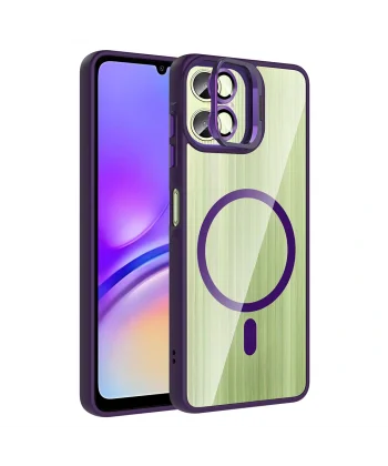 Samsung A06 Kılıf Standlı ve Kamera Lens Hediyeli M-Safe Şarj Özellikli Etro Kapak