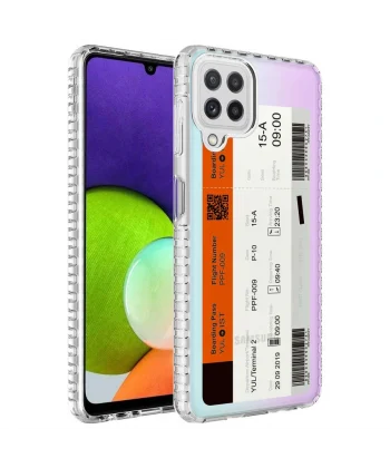 Samsung A12 Kılıf Airbag Kenarlı Renkli Desenli Silikon Elegans Kapak