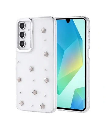 Samsung A16 Kılıf Airbag Tasarımlı Simli Şeffaf Kutup Kapak